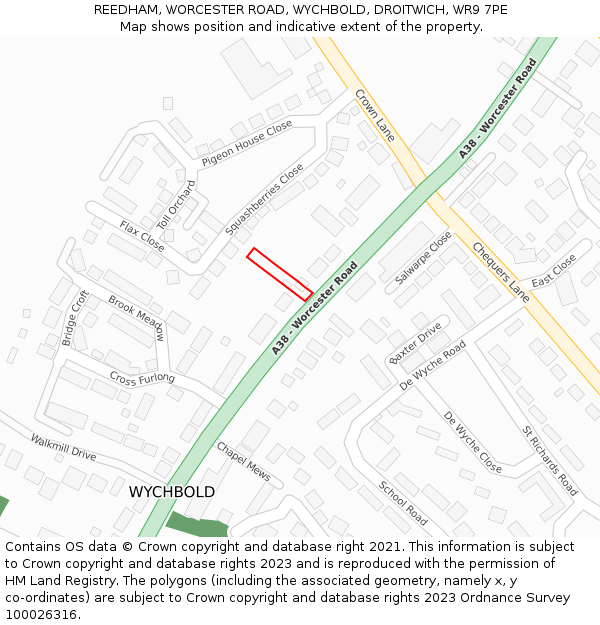 REEDHAM, WORCESTER ROAD, WYCHBOLD, DROITWICH, WR9 7PE: Location map and indicative extent of plot