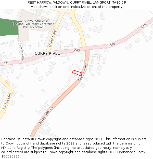 REST HARROW, WILTOWN, CURRY RIVEL, LANGPORT, TA10 0JF: Location map and indicative extent of plot