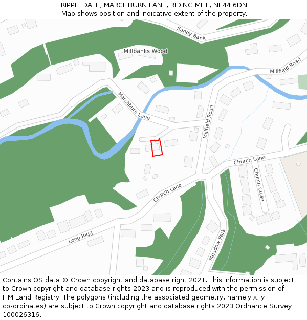 RIPPLEDALE, MARCHBURN LANE, RIDING MILL, NE44 6DN: Location map and indicative extent of plot