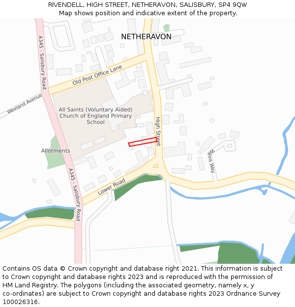 RIVENDELL, HIGH STREET, NETHERAVON, SALISBURY, SP4 9QW: Location map and indicative extent of plot