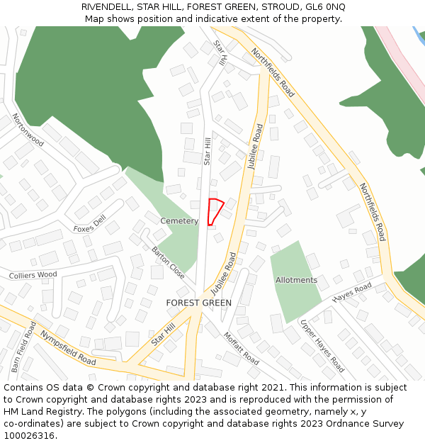 RIVENDELL, STAR HILL, FOREST GREEN, STROUD, GL6 0NQ: Location map and indicative extent of plot