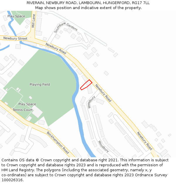 RIVERAIN, NEWBURY ROAD, LAMBOURN, HUNGERFORD, RG17 7LL: Location map and indicative extent of plot