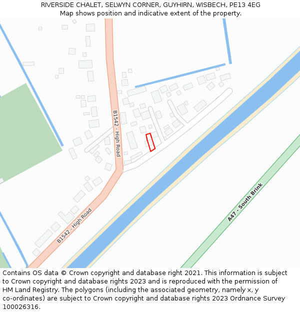 RIVERSIDE CHALET, SELWYN CORNER, GUYHIRN, WISBECH, PE13 4EG: Location map and indicative extent of plot