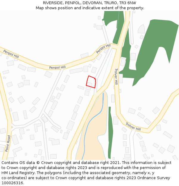 RIVERSIDE, PENPOL, DEVORAN, TRURO, TR3 6NW: Location map and indicative extent of plot