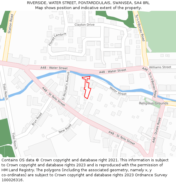 RIVERSIDE, WATER STREET, PONTARDDULAIS, SWANSEA, SA4 8RL: Location map and indicative extent of plot