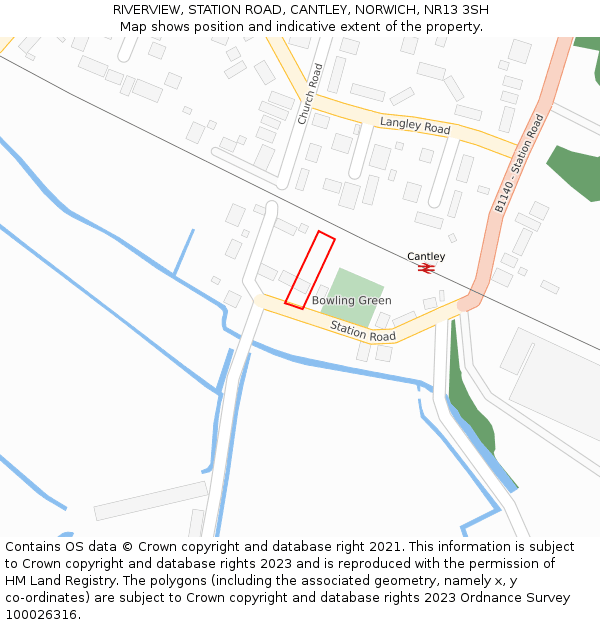 RIVERVIEW, STATION ROAD, CANTLEY, NORWICH, NR13 3SH: Location map and indicative extent of plot