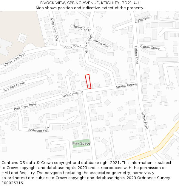 RIVOCK VIEW, SPRING AVENUE, KEIGHLEY, BD21 4UJ: Location map and indicative extent of plot