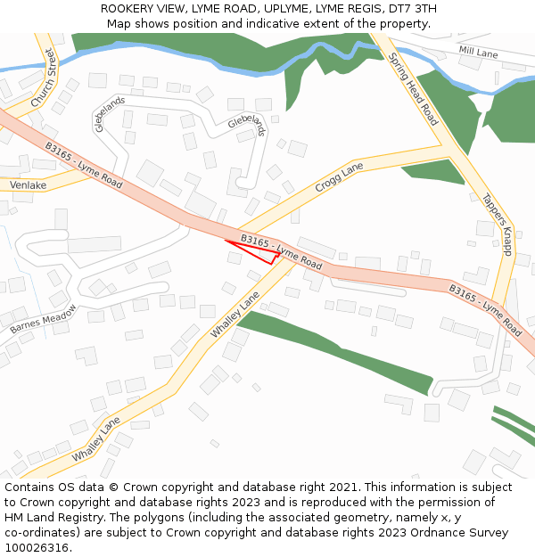 ROOKERY VIEW, LYME ROAD, UPLYME, LYME REGIS, DT7 3TH: Location map and indicative extent of plot