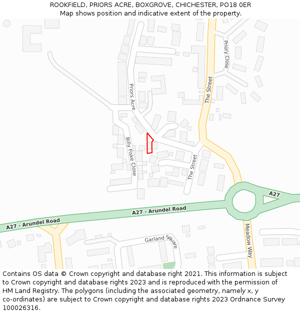 ROOKFIELD, PRIORS ACRE, BOXGROVE, CHICHESTER, PO18 0ER: Location map and indicative extent of plot