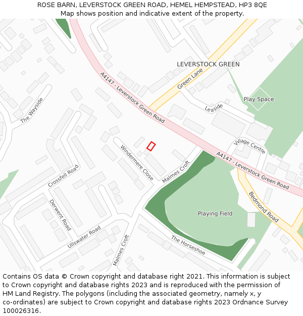 ROSE BARN, LEVERSTOCK GREEN ROAD, HEMEL HEMPSTEAD, HP3 8QE: Location map and indicative extent of plot