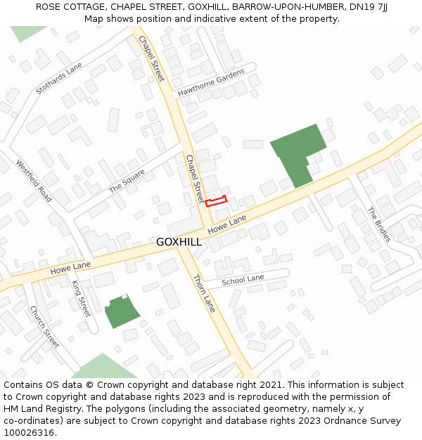 ROSE COTTAGE, CHAPEL STREET, GOXHILL, BARROW-UPON-HUMBER, DN19 7JJ: Location map and indicative extent of plot