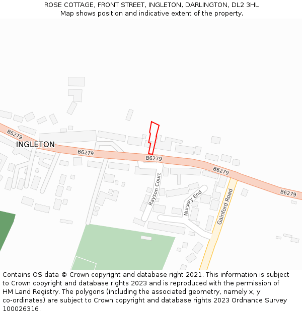 ROSE COTTAGE, FRONT STREET, INGLETON, DARLINGTON, DL2 3HL: Location map and indicative extent of plot