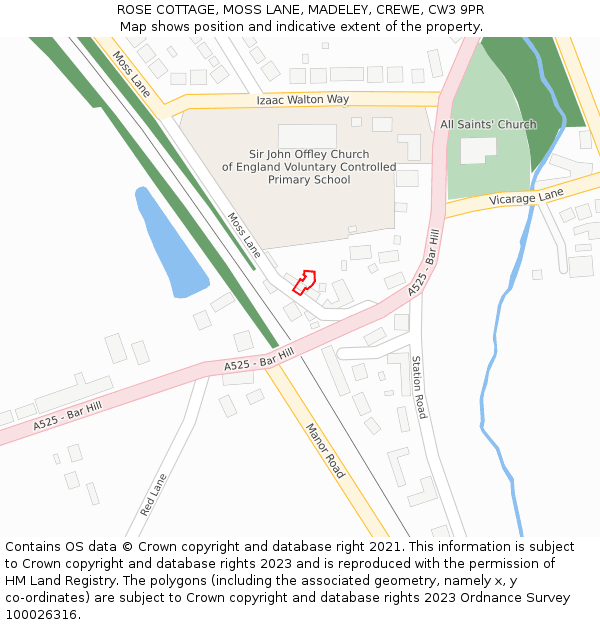 ROSE COTTAGE, MOSS LANE, MADELEY, CREWE, CW3 9PR: Location map and indicative extent of plot