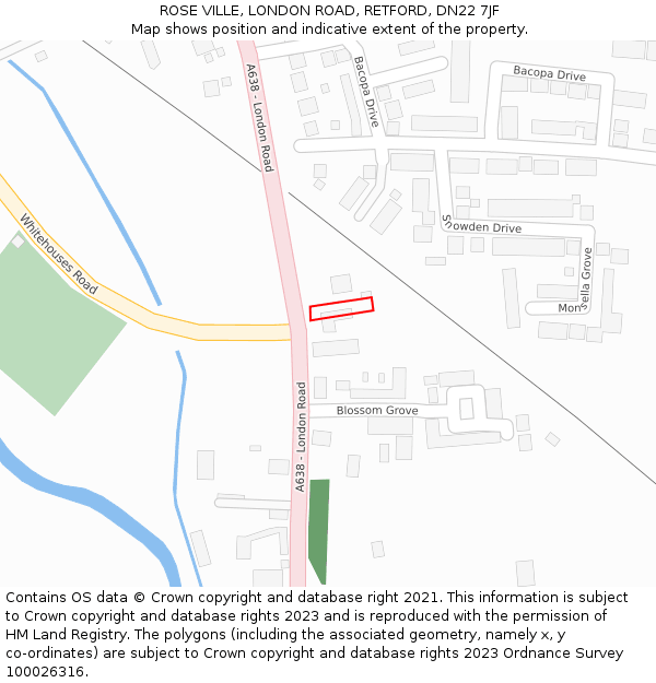 ROSE VILLE, LONDON ROAD, RETFORD, DN22 7JF: Location map and indicative extent of plot