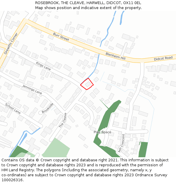 ROSEBROOK, THE CLEAVE, HARWELL, DIDCOT, OX11 0EL: Location map and indicative extent of plot