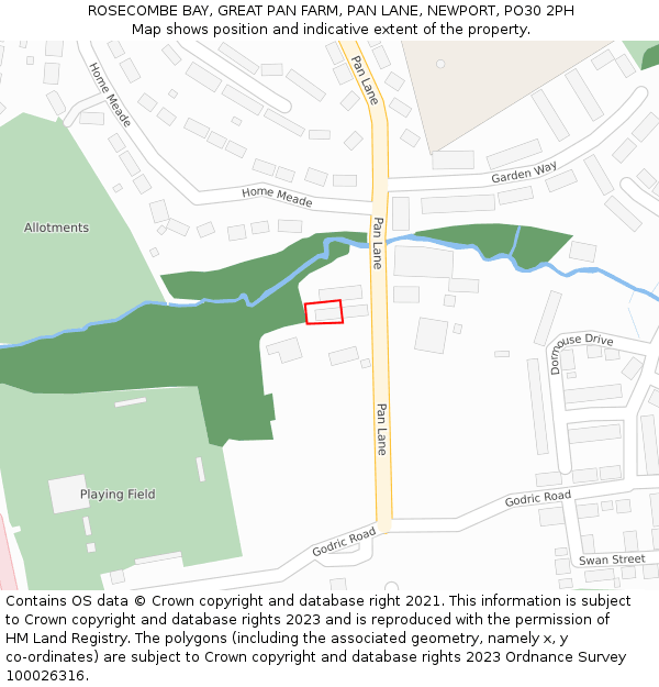 ROSECOMBE BAY, GREAT PAN FARM, PAN LANE, NEWPORT, PO30 2PH: Location map and indicative extent of plot