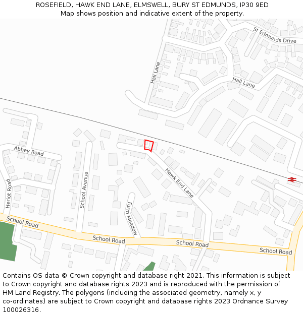 ROSEFIELD, HAWK END LANE, ELMSWELL, BURY ST EDMUNDS, IP30 9ED: Location map and indicative extent of plot