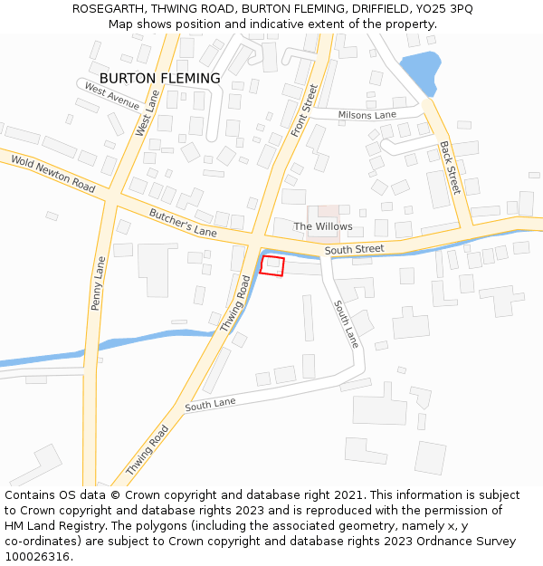 ROSEGARTH, THWING ROAD, BURTON FLEMING, DRIFFIELD, YO25 3PQ: Location map and indicative extent of plot