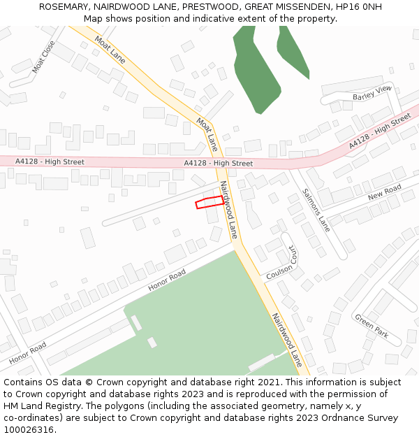 ROSEMARY, NAIRDWOOD LANE, PRESTWOOD, GREAT MISSENDEN, HP16 0NH: Location map and indicative extent of plot