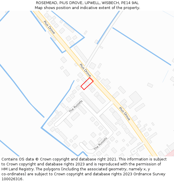 ROSEMEAD, PIUS DROVE, UPWELL, WISBECH, PE14 9AL: Location map and indicative extent of plot