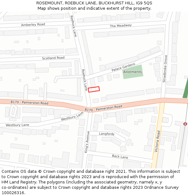 ROSEMOUNT, ROEBUCK LANE, BUCKHURST HILL, IG9 5QS: Location map and indicative extent of plot