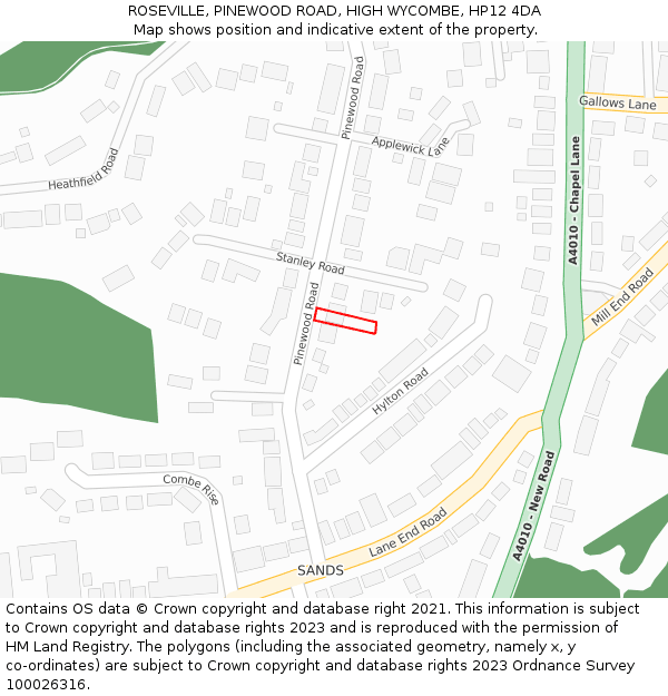 ROSEVILLE, PINEWOOD ROAD, HIGH WYCOMBE, HP12 4DA: Location map and indicative extent of plot