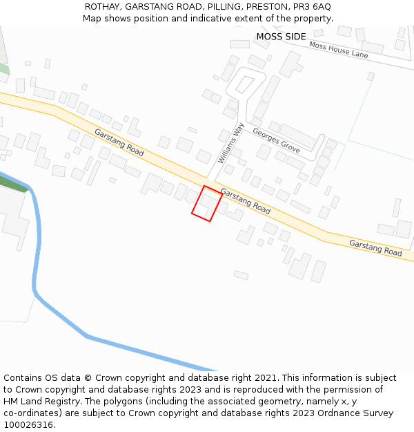 ROTHAY, GARSTANG ROAD, PILLING, PRESTON, PR3 6AQ: Location map and indicative extent of plot