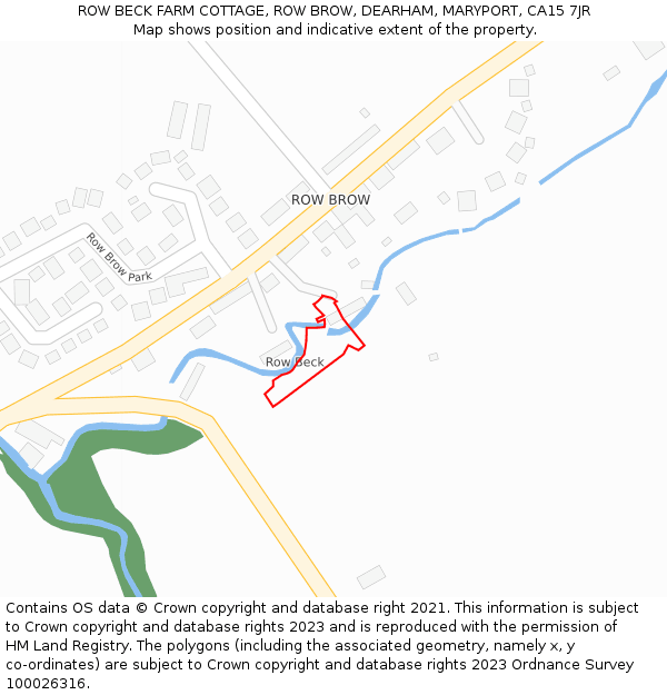 ROW BECK FARM COTTAGE, ROW BROW, DEARHAM, MARYPORT, CA15 7JR: Location map and indicative extent of plot