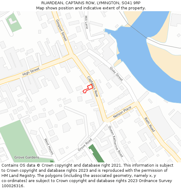 RUARDEAN, CAPTAINS ROW, LYMINGTON, SO41 9RP: Location map and indicative extent of plot