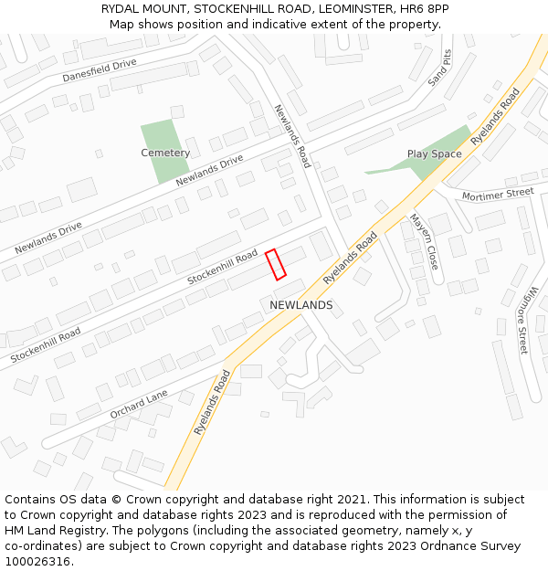 RYDAL MOUNT, STOCKENHILL ROAD, LEOMINSTER, HR6 8PP: Location map and indicative extent of plot