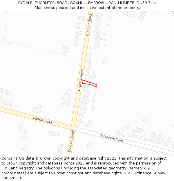 RYDALE, THORNTON ROAD, GOXHILL, BARROW-UPON-HUMBER, DN19 7HN: Location map and indicative extent of plot