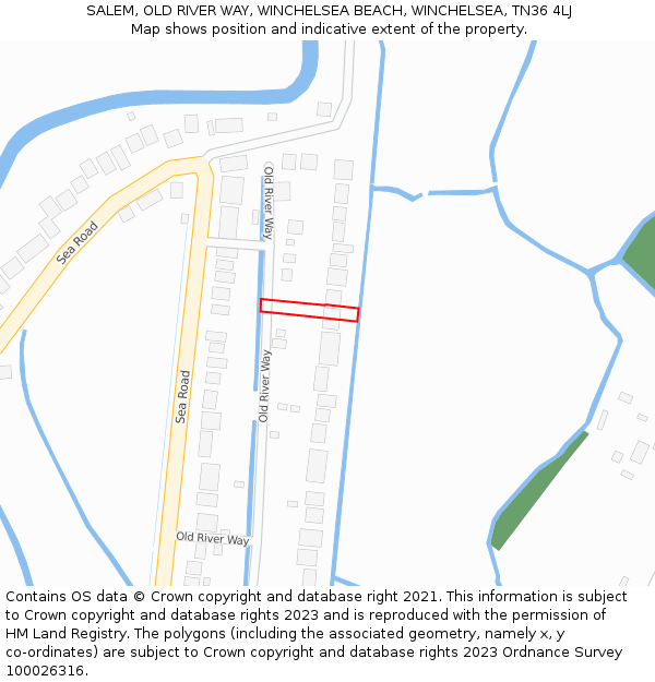 SALEM, OLD RIVER WAY, WINCHELSEA BEACH, WINCHELSEA, TN36 4LJ: Location map and indicative extent of plot
