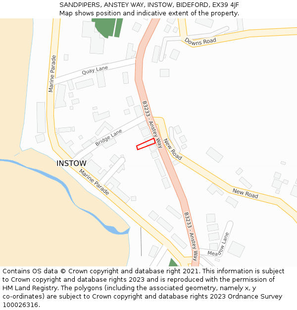 SANDPIPERS, ANSTEY WAY, INSTOW, BIDEFORD, EX39 4JF: Location map and indicative extent of plot