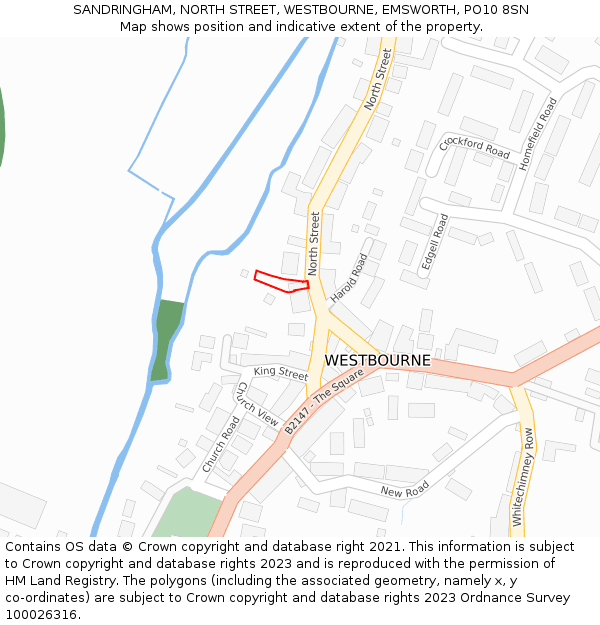 SANDRINGHAM, NORTH STREET, WESTBOURNE, EMSWORTH, PO10 8SN: Location map and indicative extent of plot