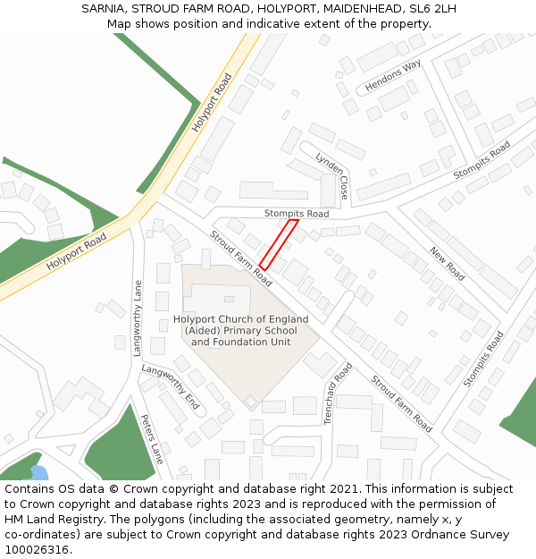 SARNIA, STROUD FARM ROAD, HOLYPORT, MAIDENHEAD, SL6 2LH: Location map and indicative extent of plot