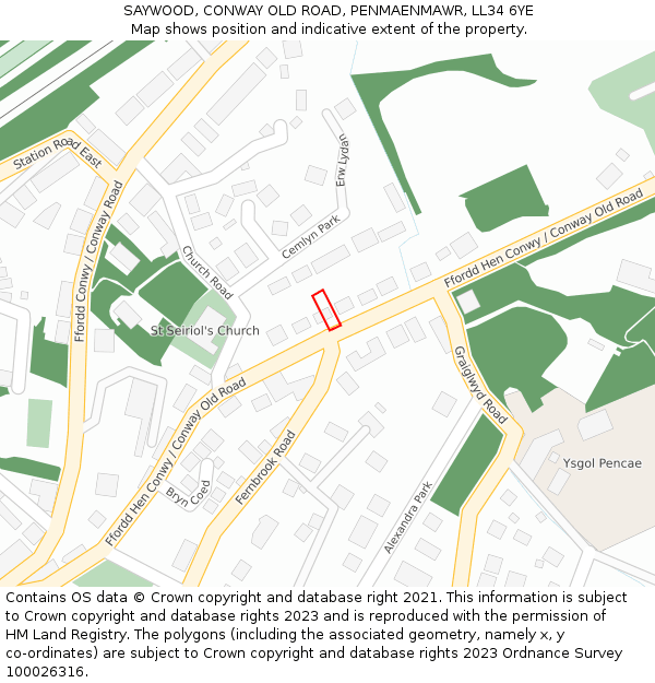 SAYWOOD, CONWAY OLD ROAD, PENMAENMAWR, LL34 6YE: Location map and indicative extent of plot