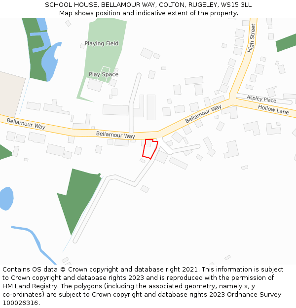 SCHOOL HOUSE, BELLAMOUR WAY, COLTON, RUGELEY, WS15 3LL: Location map and indicative extent of plot