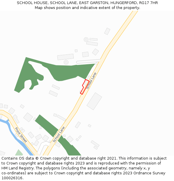 SCHOOL HOUSE, SCHOOL LANE, EAST GARSTON, HUNGERFORD, RG17 7HR: Location map and indicative extent of plot