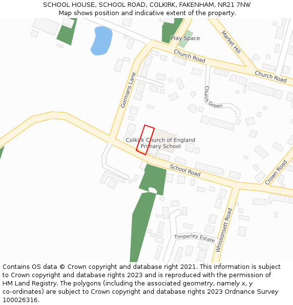 SCHOOL HOUSE, SCHOOL ROAD, COLKIRK, FAKENHAM, NR21 7NW: Location map and indicative extent of plot