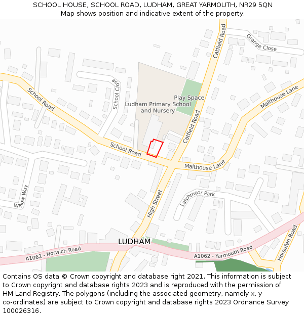 SCHOOL HOUSE, SCHOOL ROAD, LUDHAM, GREAT YARMOUTH, NR29 5QN: Location map and indicative extent of plot