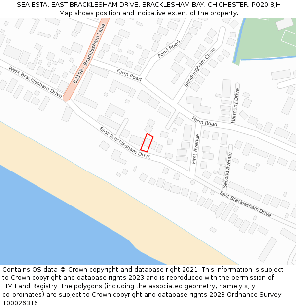 SEA ESTA, EAST BRACKLESHAM DRIVE, BRACKLESHAM BAY, CHICHESTER, PO20 8JH: Location map and indicative extent of plot