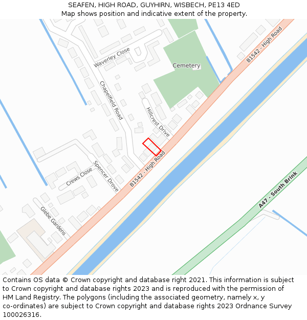 SEAFEN, HIGH ROAD, GUYHIRN, WISBECH, PE13 4ED: Location map and indicative extent of plot