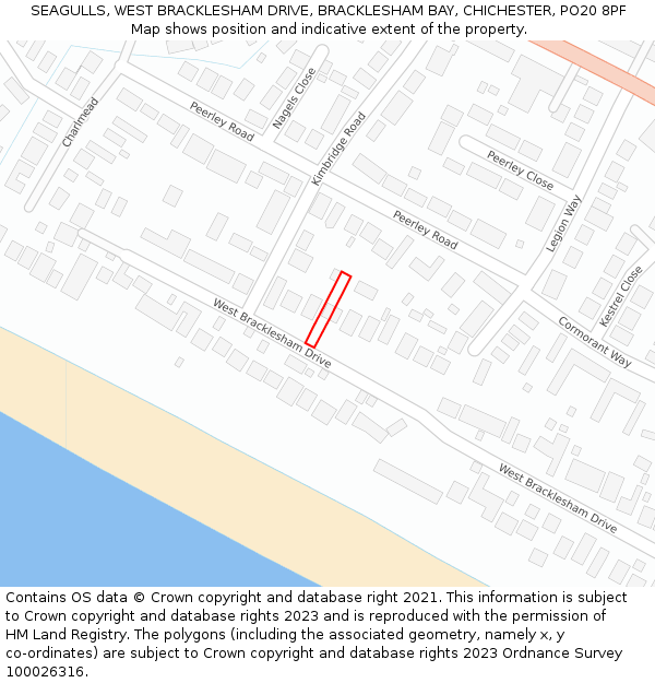 SEAGULLS, WEST BRACKLESHAM DRIVE, BRACKLESHAM BAY, CHICHESTER, PO20 8PF: Location map and indicative extent of plot