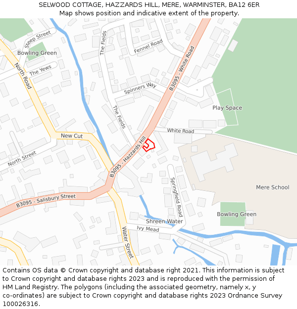 SELWOOD COTTAGE, HAZZARDS HILL, MERE, WARMINSTER, BA12 6ER: Location map and indicative extent of plot