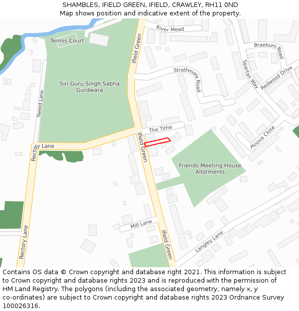 SHAMBLES, IFIELD GREEN, IFIELD, CRAWLEY, RH11 0ND: Location map and indicative extent of plot