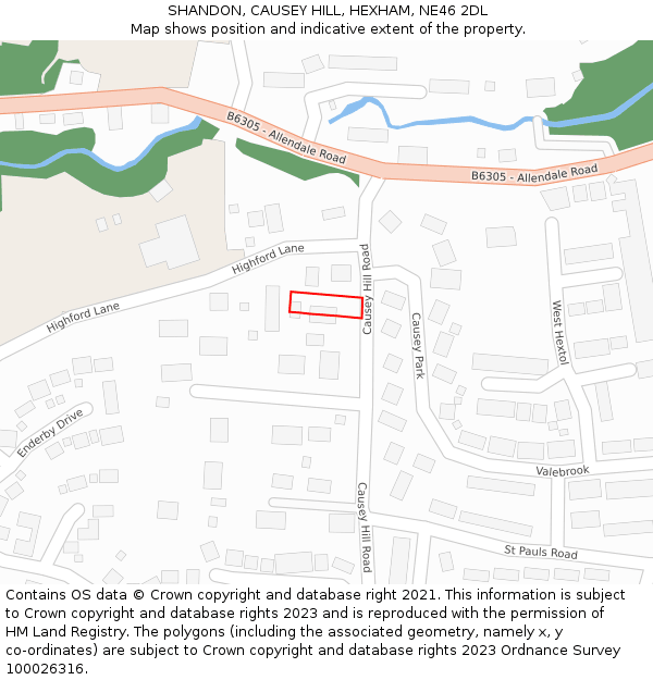 SHANDON, CAUSEY HILL, HEXHAM, NE46 2DL: Location map and indicative extent of plot