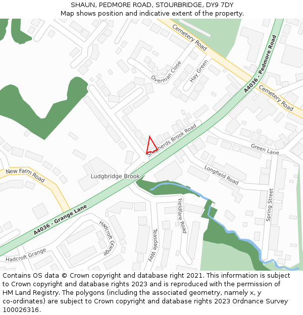 SHAUN, PEDMORE ROAD, STOURBRIDGE, DY9 7DY: Location map and indicative extent of plot