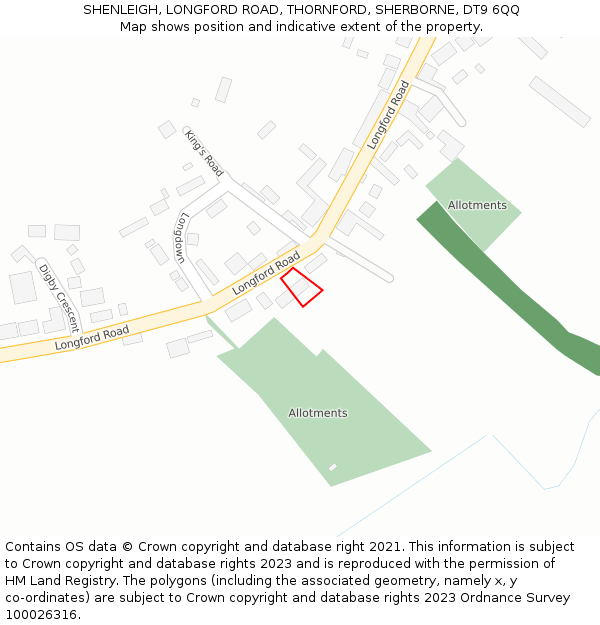 SHENLEIGH, LONGFORD ROAD, THORNFORD, SHERBORNE, DT9 6QQ: Location map and indicative extent of plot