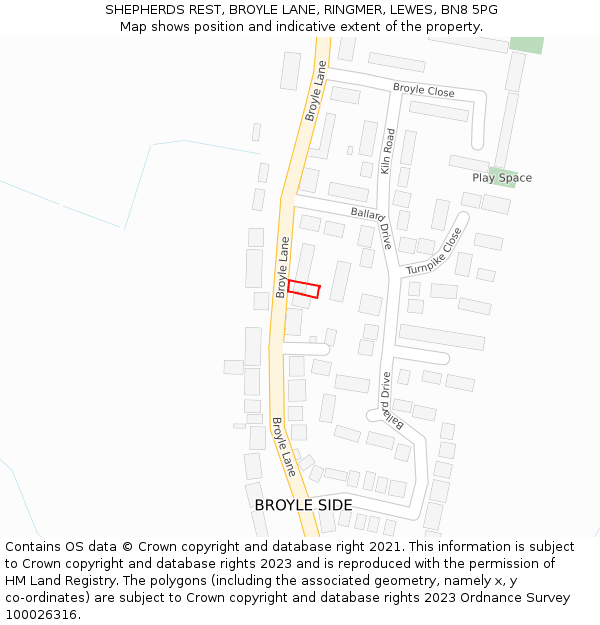 SHEPHERDS REST, BROYLE LANE, RINGMER, LEWES, BN8 5PG: Location map and indicative extent of plot