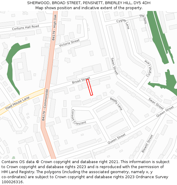 SHERWOOD, BROAD STREET, PENSNETT, BRIERLEY HILL, DY5 4DH: Location map and indicative extent of plot